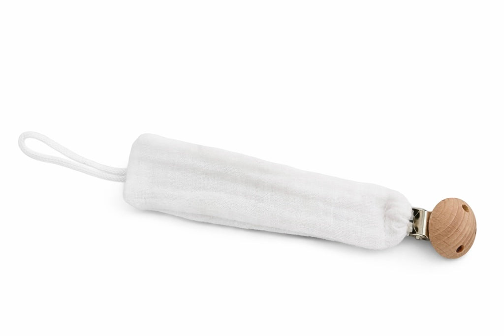 Attache tétine en gaze de coton • Blanc