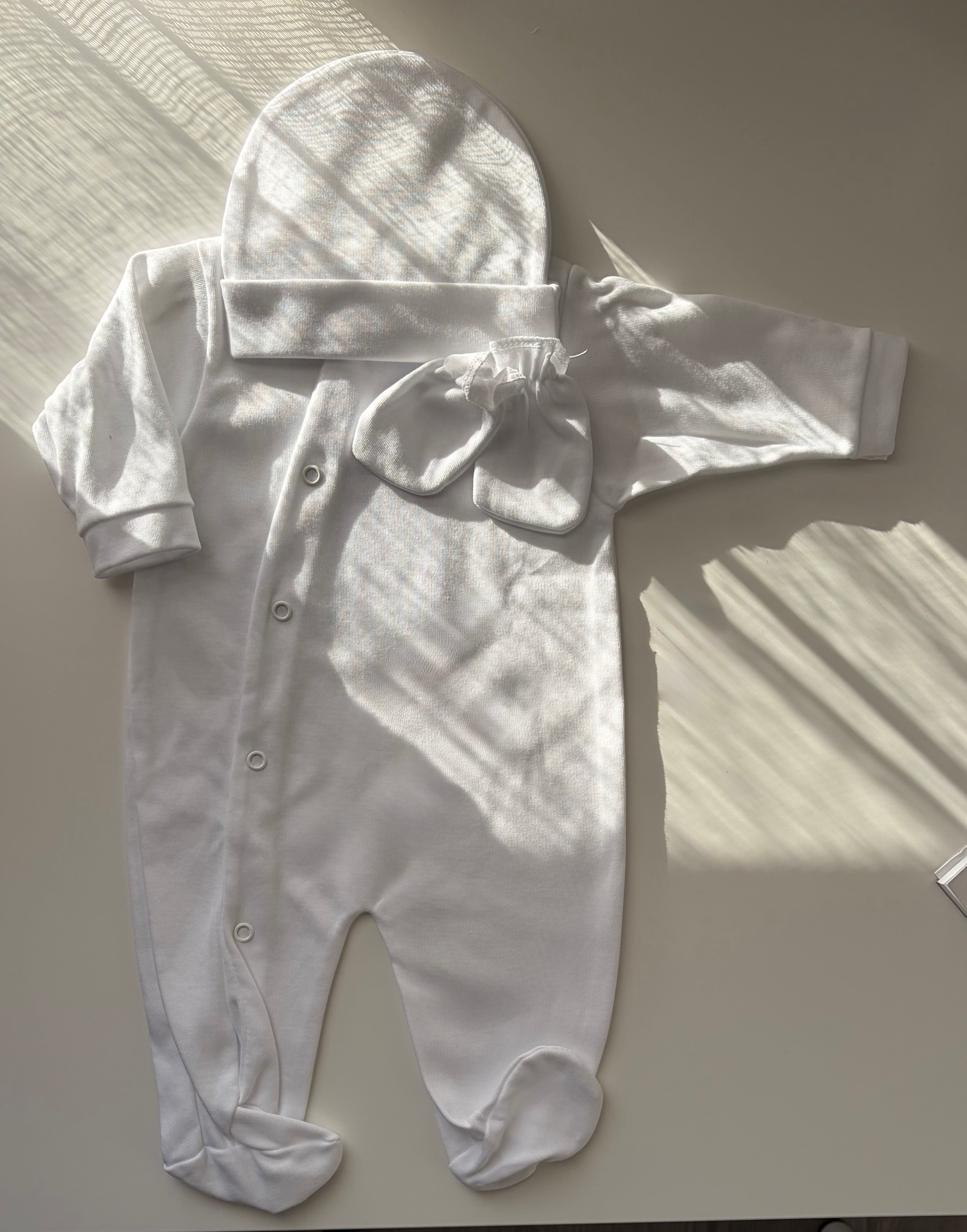 Ensemble 3 pièces en coton• Blanc